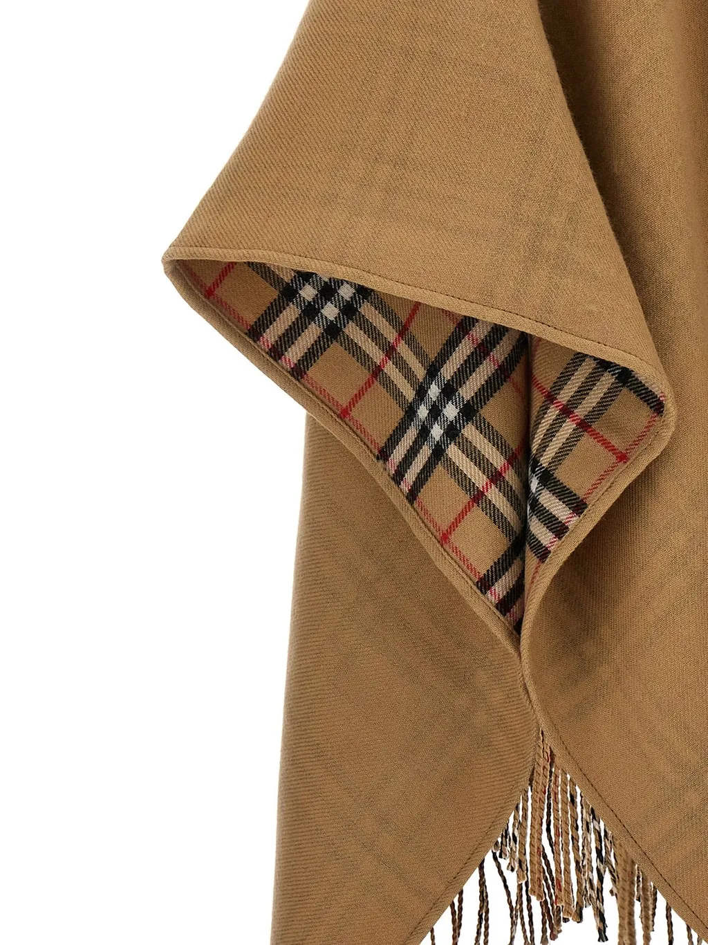 Burberry Checked Fringed-Edge Reversible Cape