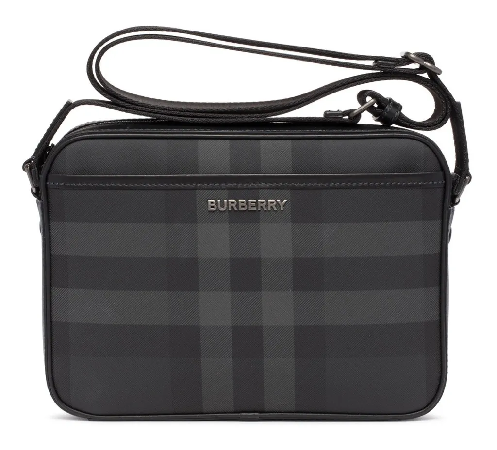 Burberry Logo Plaque Checked Messenger Bag