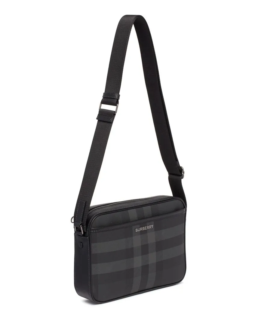 Burberry Logo Plaque Checked Messenger Bag