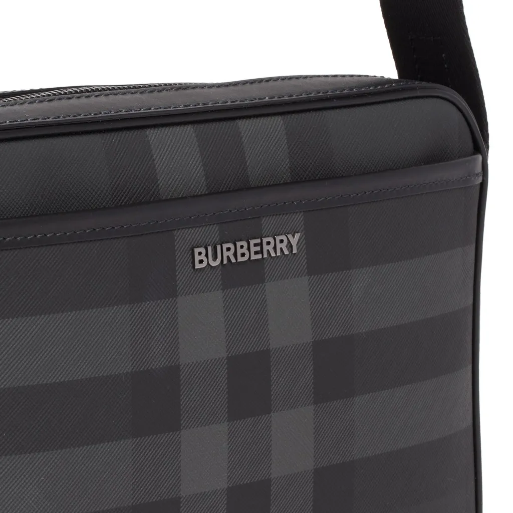 Burberry Logo Plaque Checked Messenger Bag