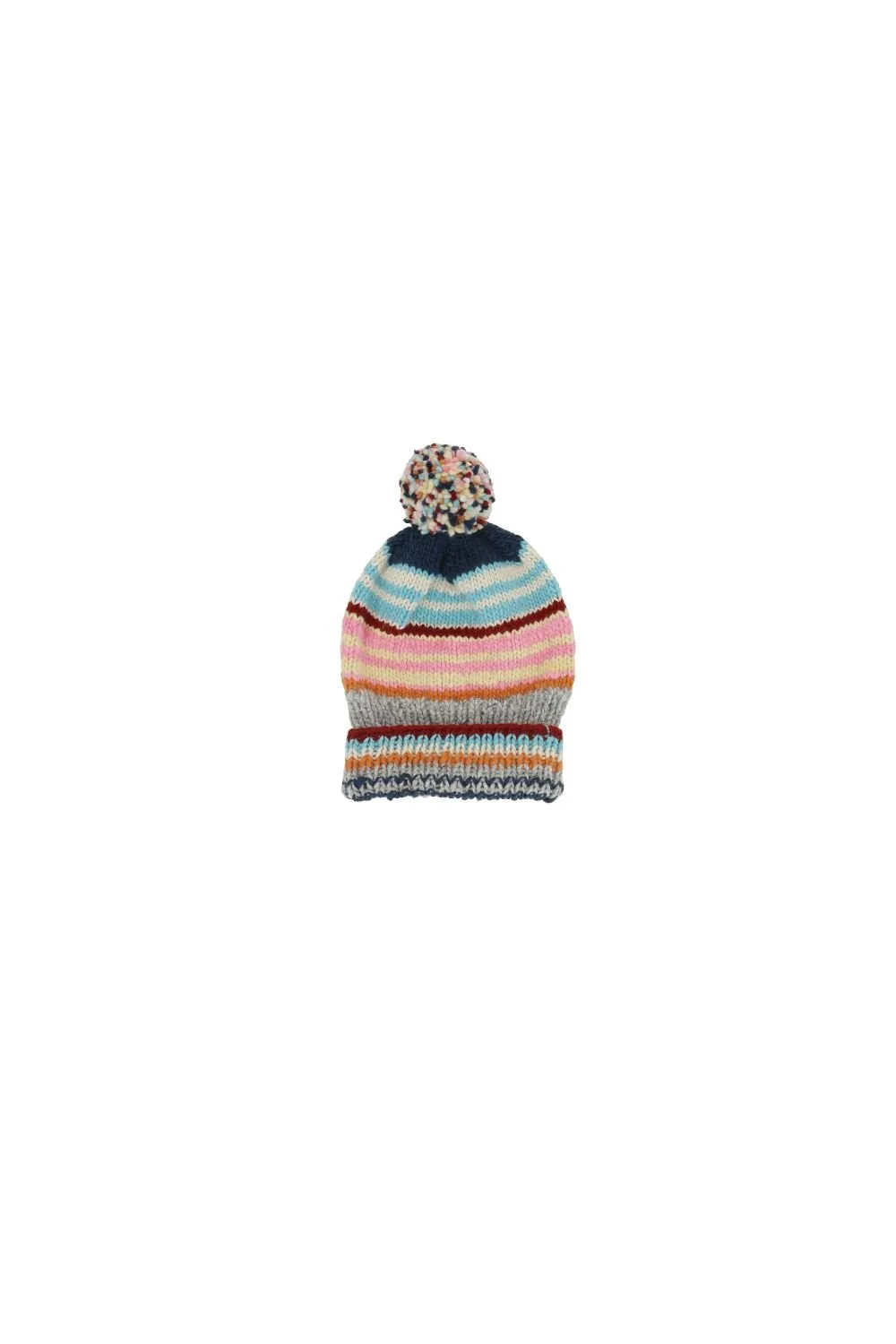 Chamula Striped Pom-Pom Beanie Hat