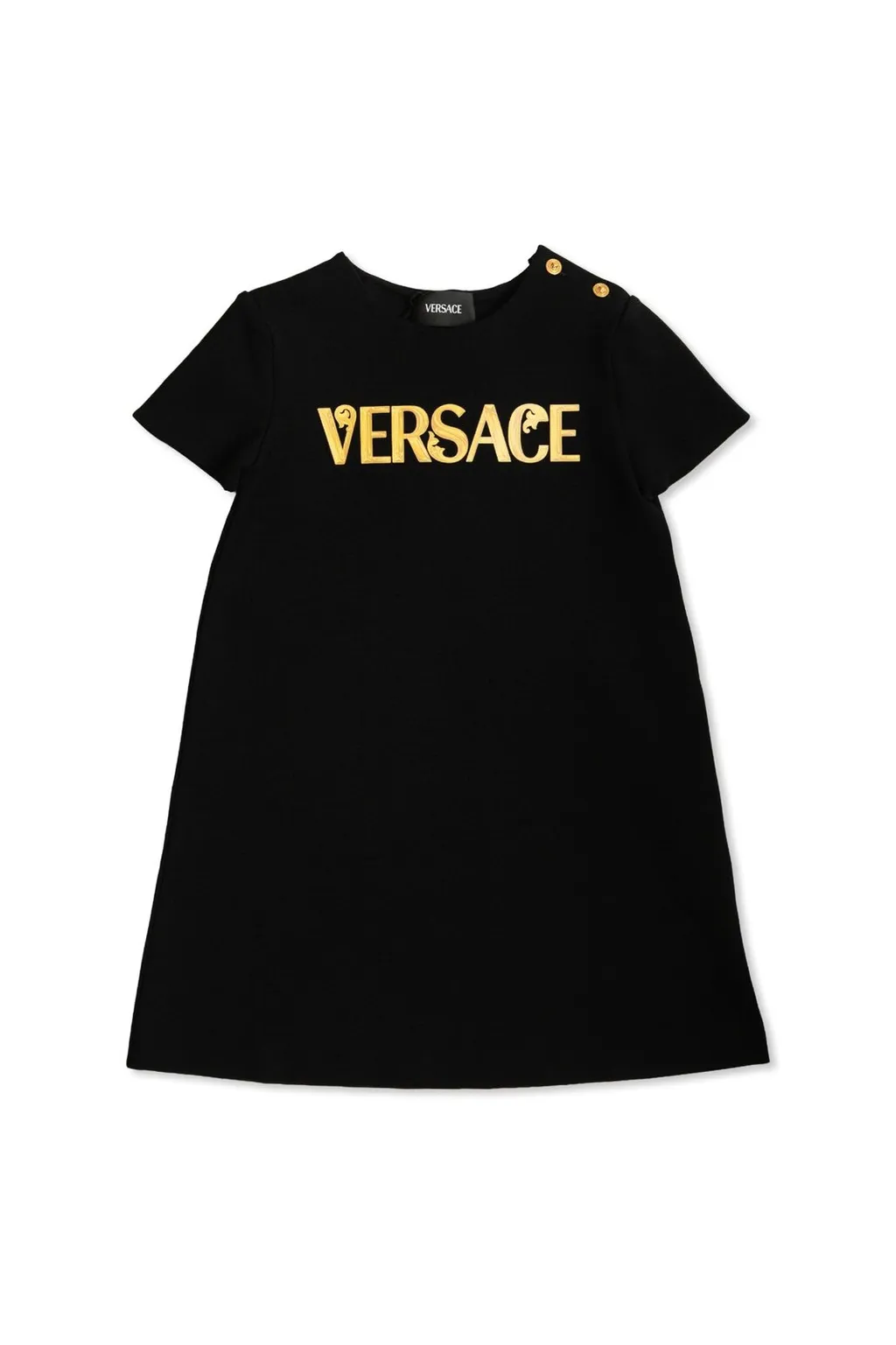 Versace Kids Logo Printed Buttoned Dress