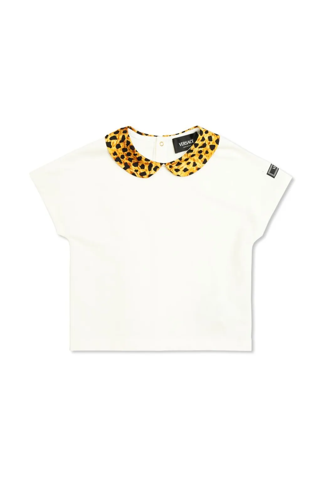 Versace Kids Leopard Printed Collar T-Shirt