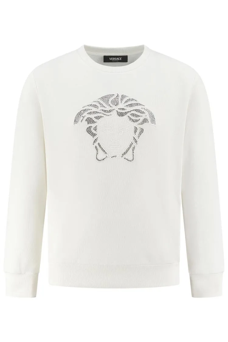 Versace Kids Medusa Head Embellished Crewneck Sweatshirt