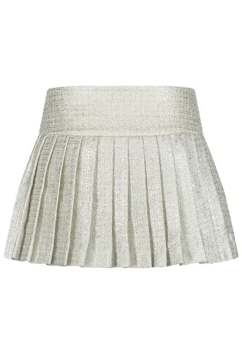 Versace Kids Medusa Buttons Pleated Tweed Mini Skirt