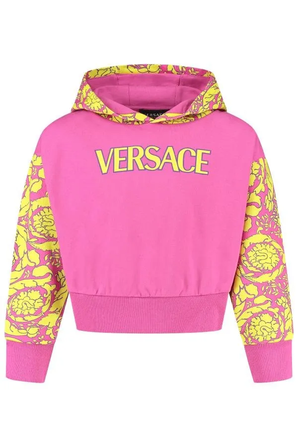 Versace Kids Logo Barocco Printed Long Sleeved Hoodie