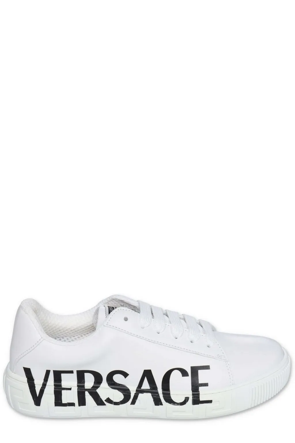 Versace Kids Greca Round Toe Lace-Up Sneakers