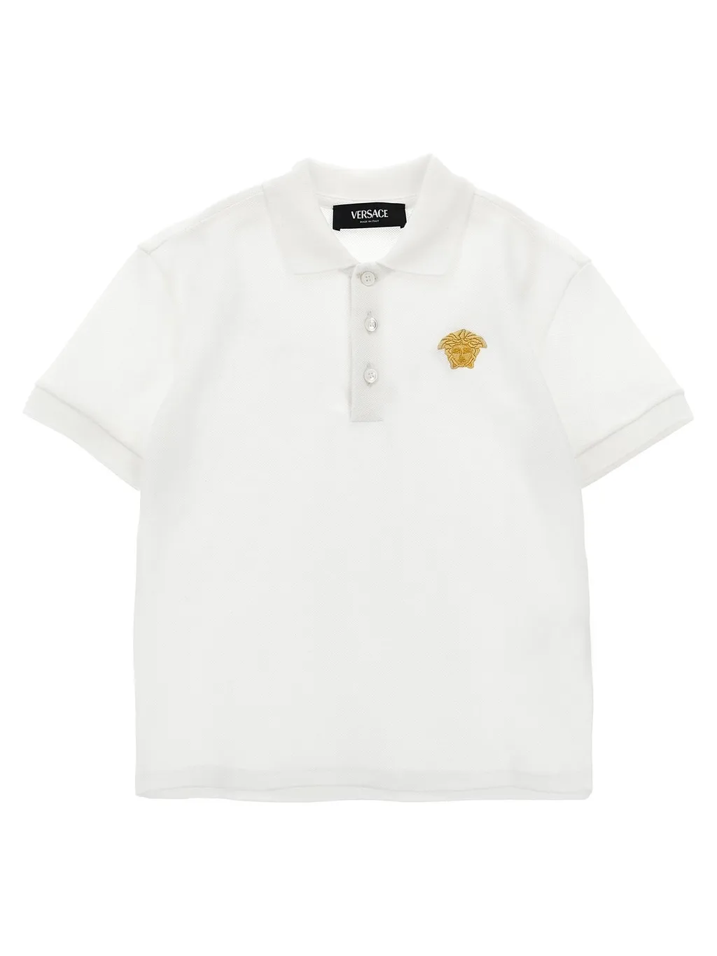 Versace Kids Medusa Embroidered Short Sleeved Polo Shirt