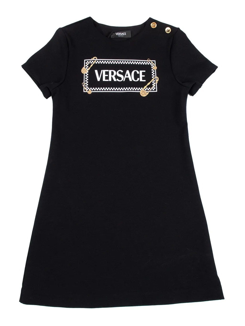 Versace Kids Safety-Pin Detailed Short-Sleeved Dress
