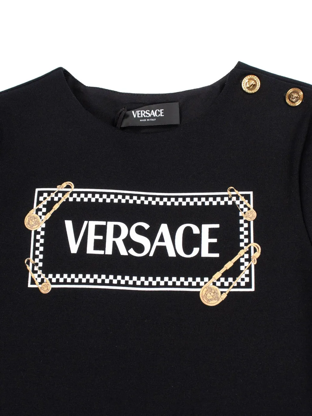 Versace Kids Safety-Pin Detailed Short-Sleeved Dress
