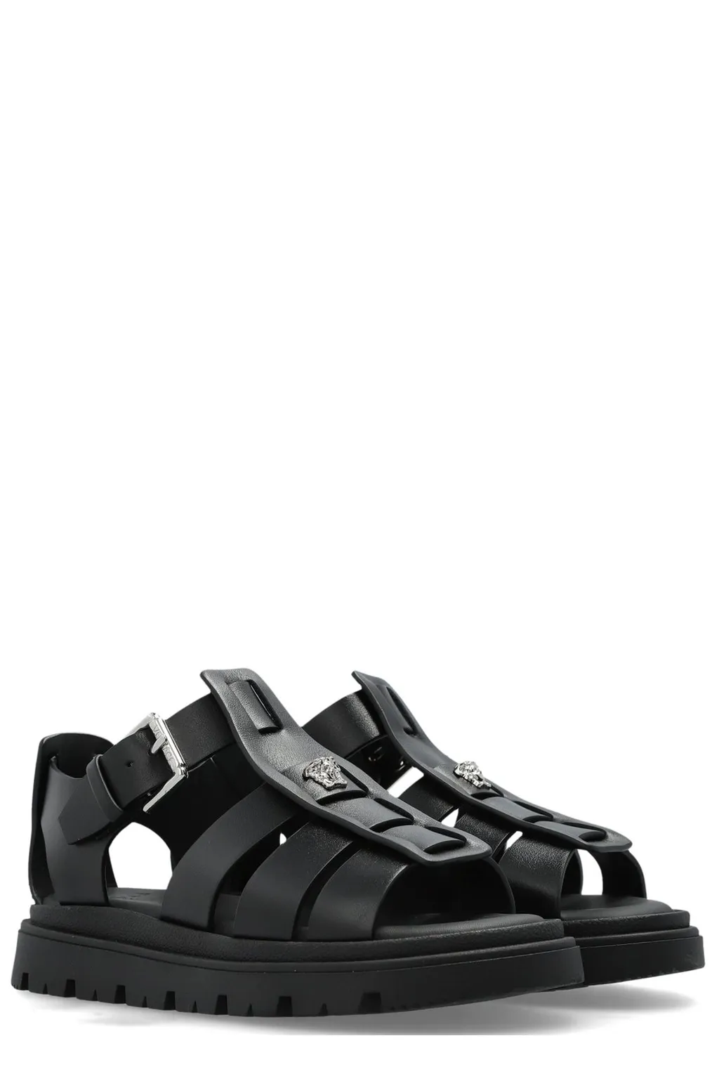 Versace Kids Logo Plaque Open Toe Sandals