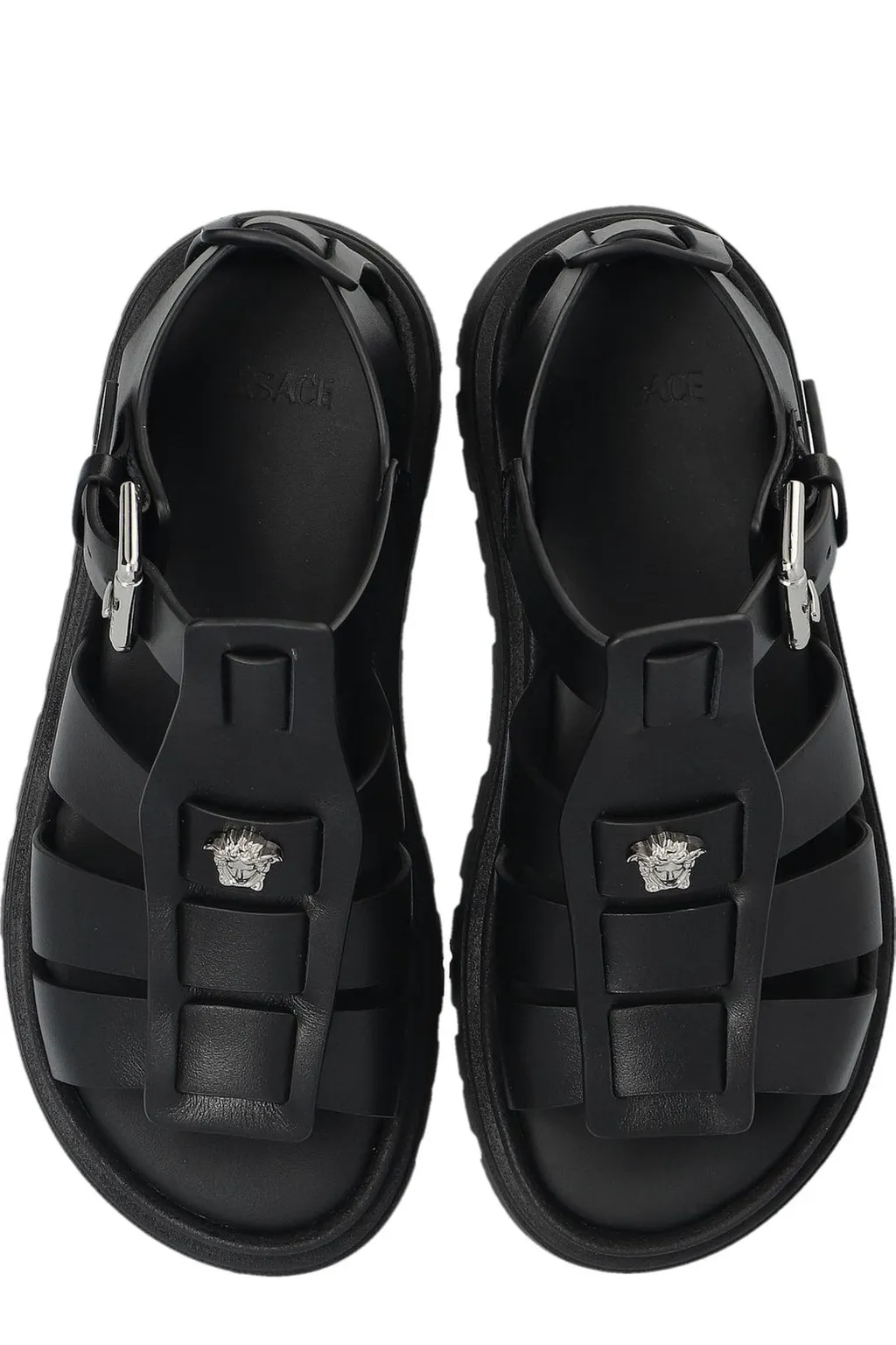 Versace Kids Logo Plaque Open Toe Sandals
