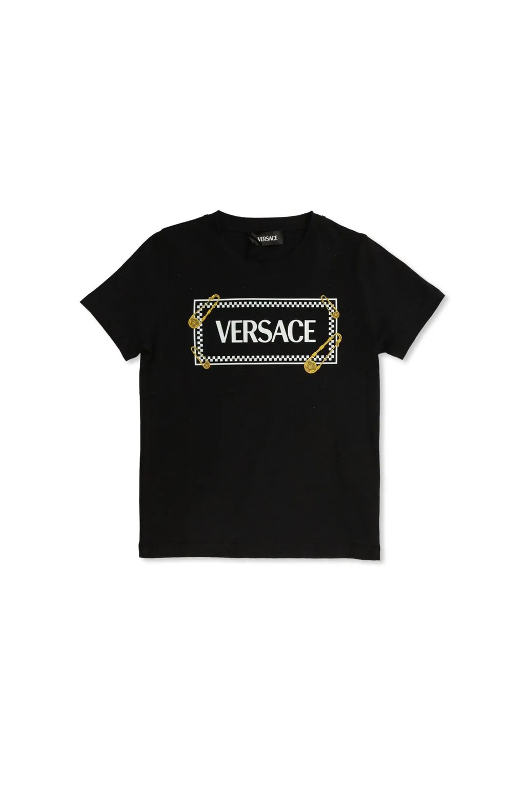 Versace Kids Safety Pin Logo Printed T-Shirt
