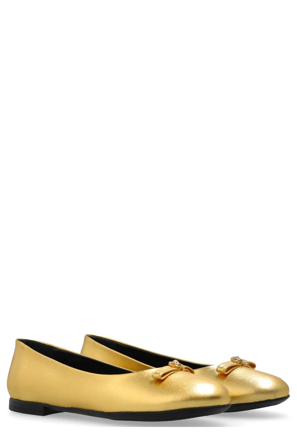 Versace Kids Gianni Ribbon Metallic Ballerinas