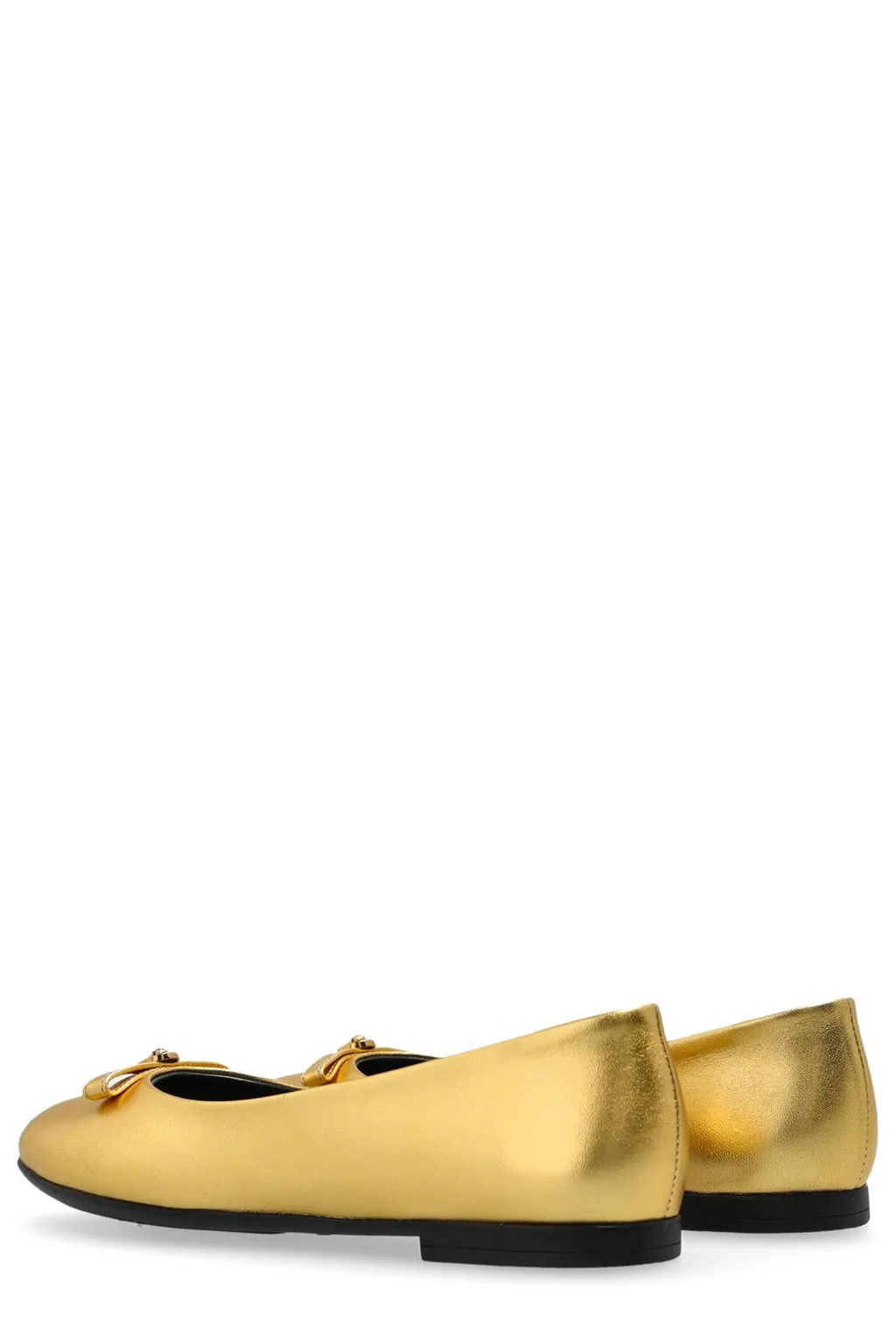 Versace Kids Gianni Ribbon Metallic Ballerinas