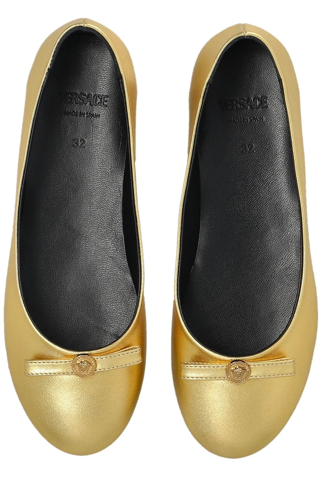Versace Kids Gianni Ribbon Metallic Ballerinas
