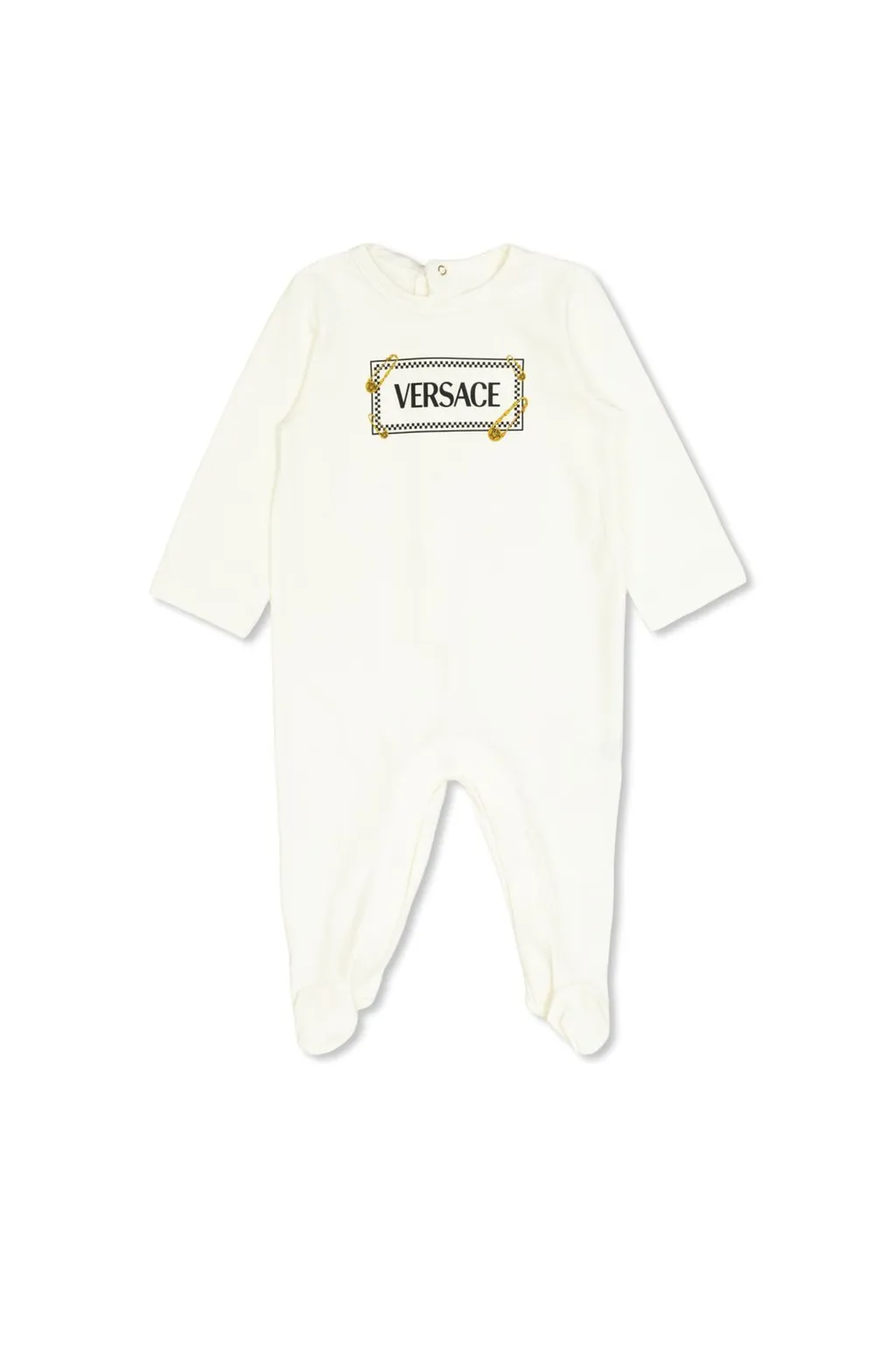 Versace Kids Safety Pin Logo Baby Sleepsuit