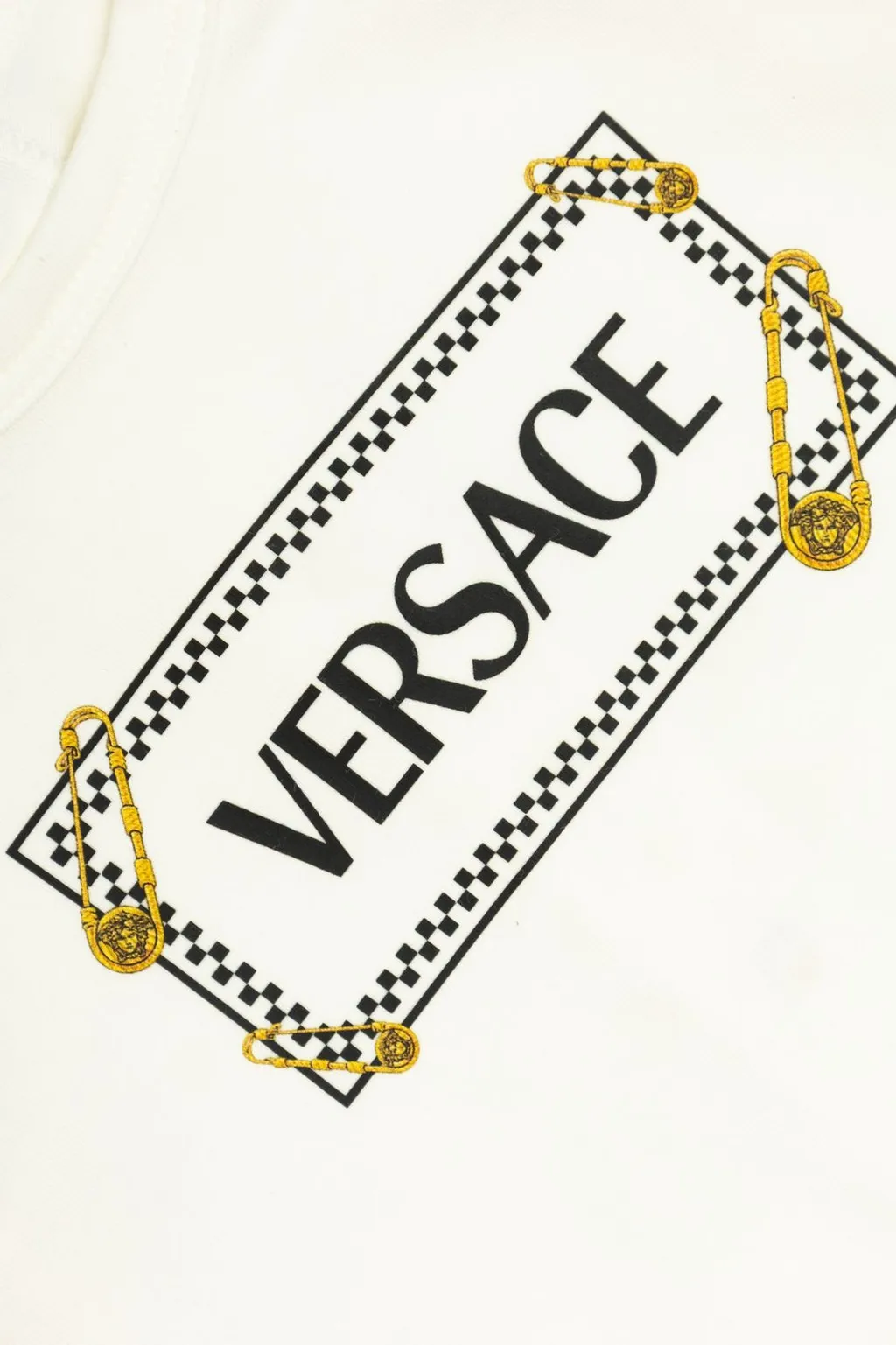 Versace Kids Safety Pin Logo Baby Sleepsuit