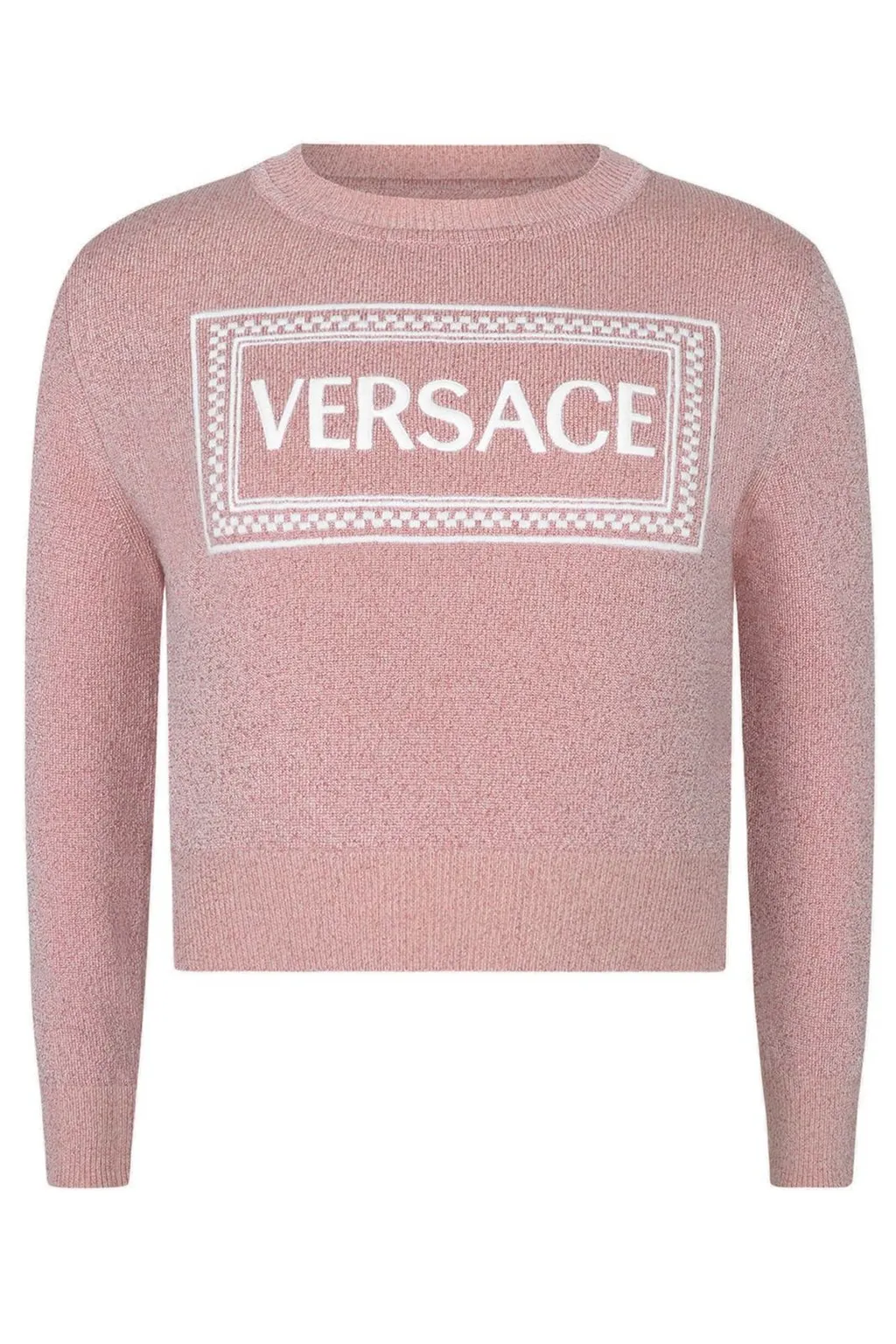 Versace Kids Logo-Embroidered Crewneck Glitter Jumper