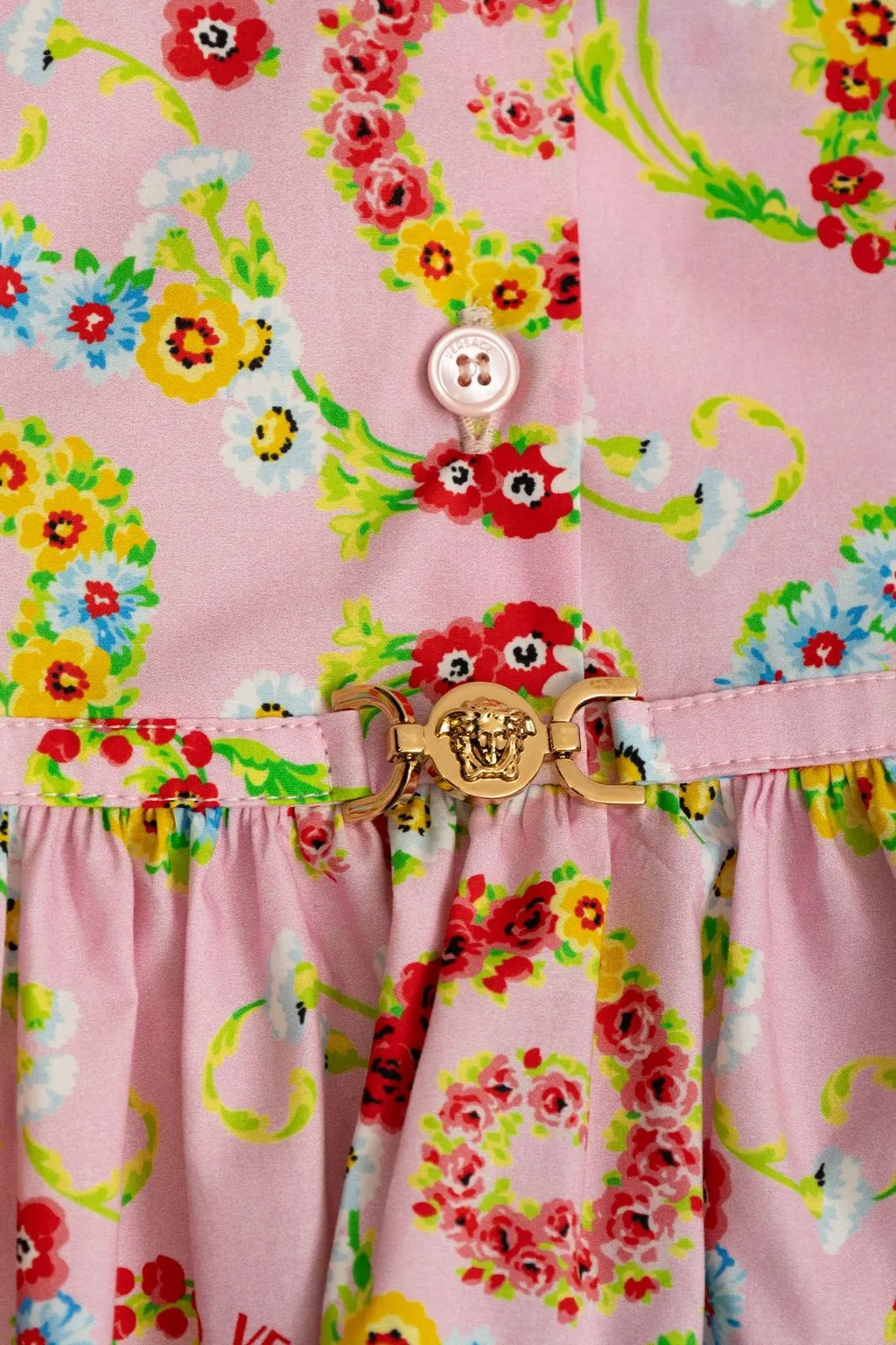 Versace Kids Floral Printed Short-Sleeved Dress