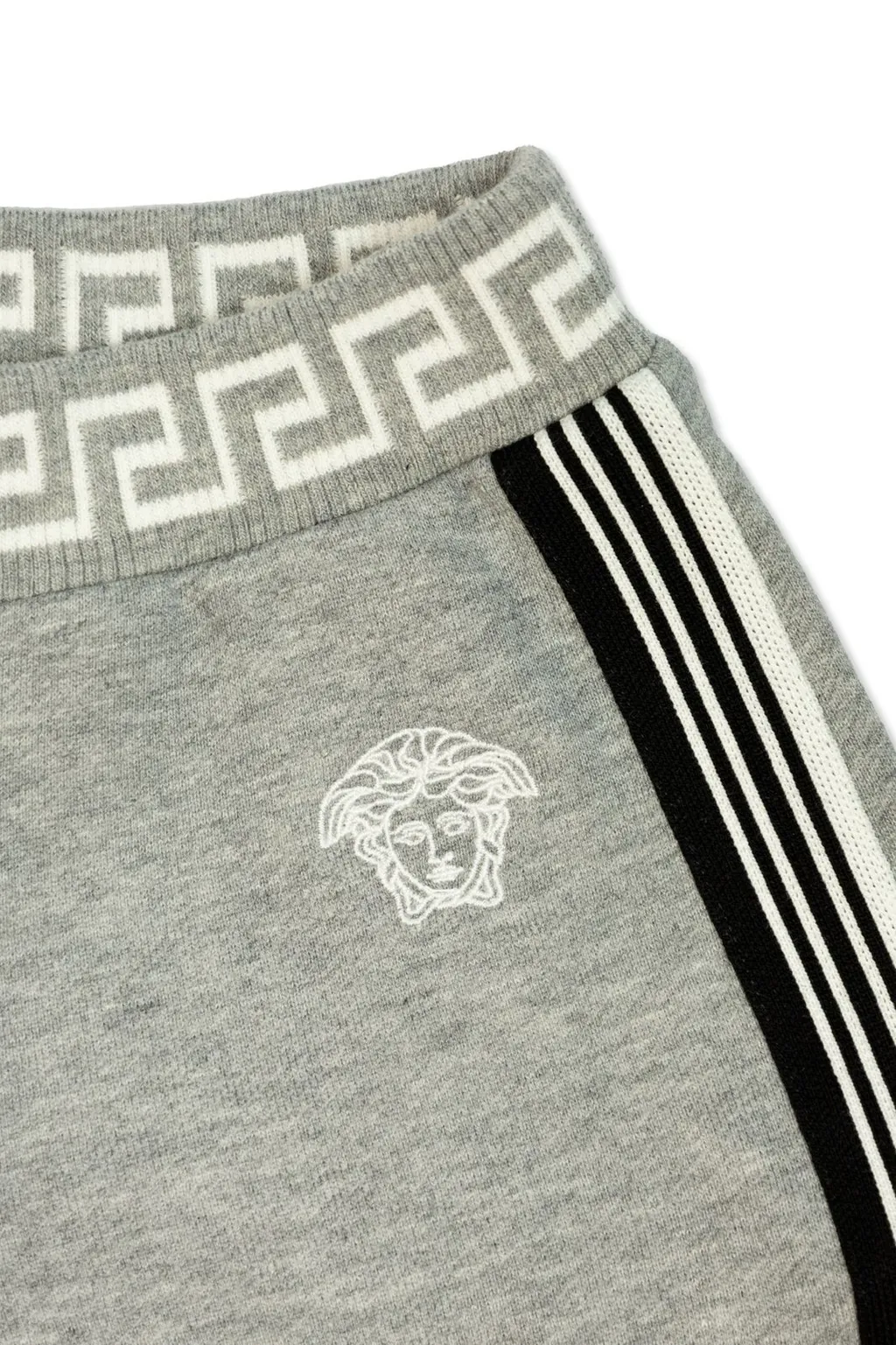 Versace Kids Greca Embroidered Elastic Waist Shorts
