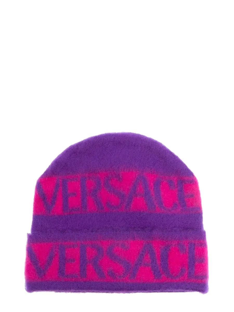 Versace Kids Logo Stripe Beanie Hat