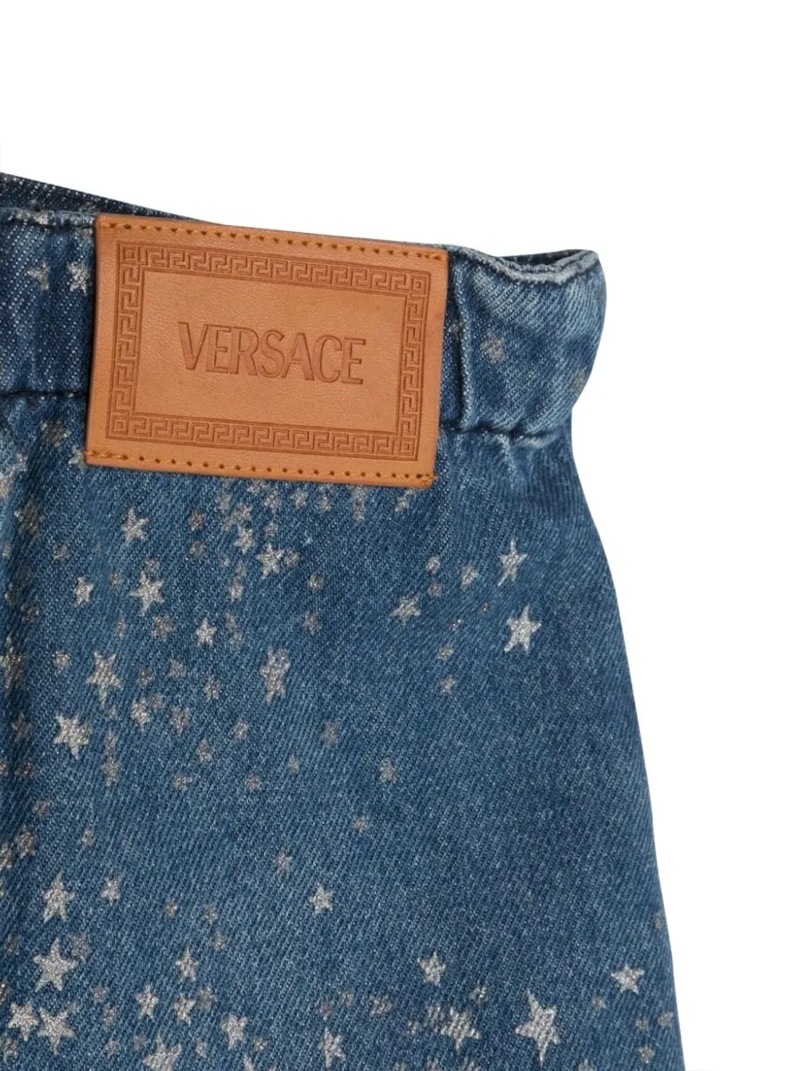 Versace Kids Sparkle Denim Skirt