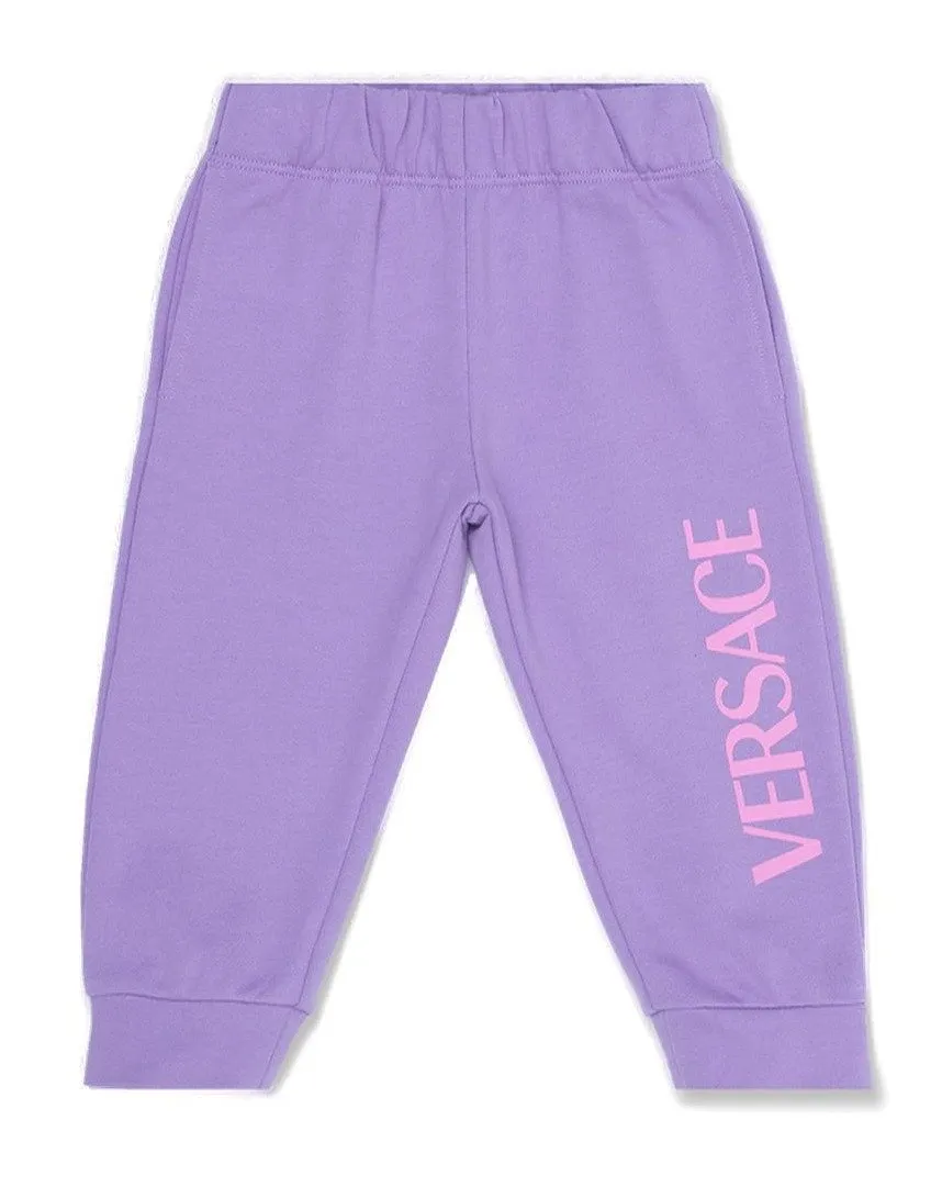 Versace Kids Logo Printed Straight Leg Pants