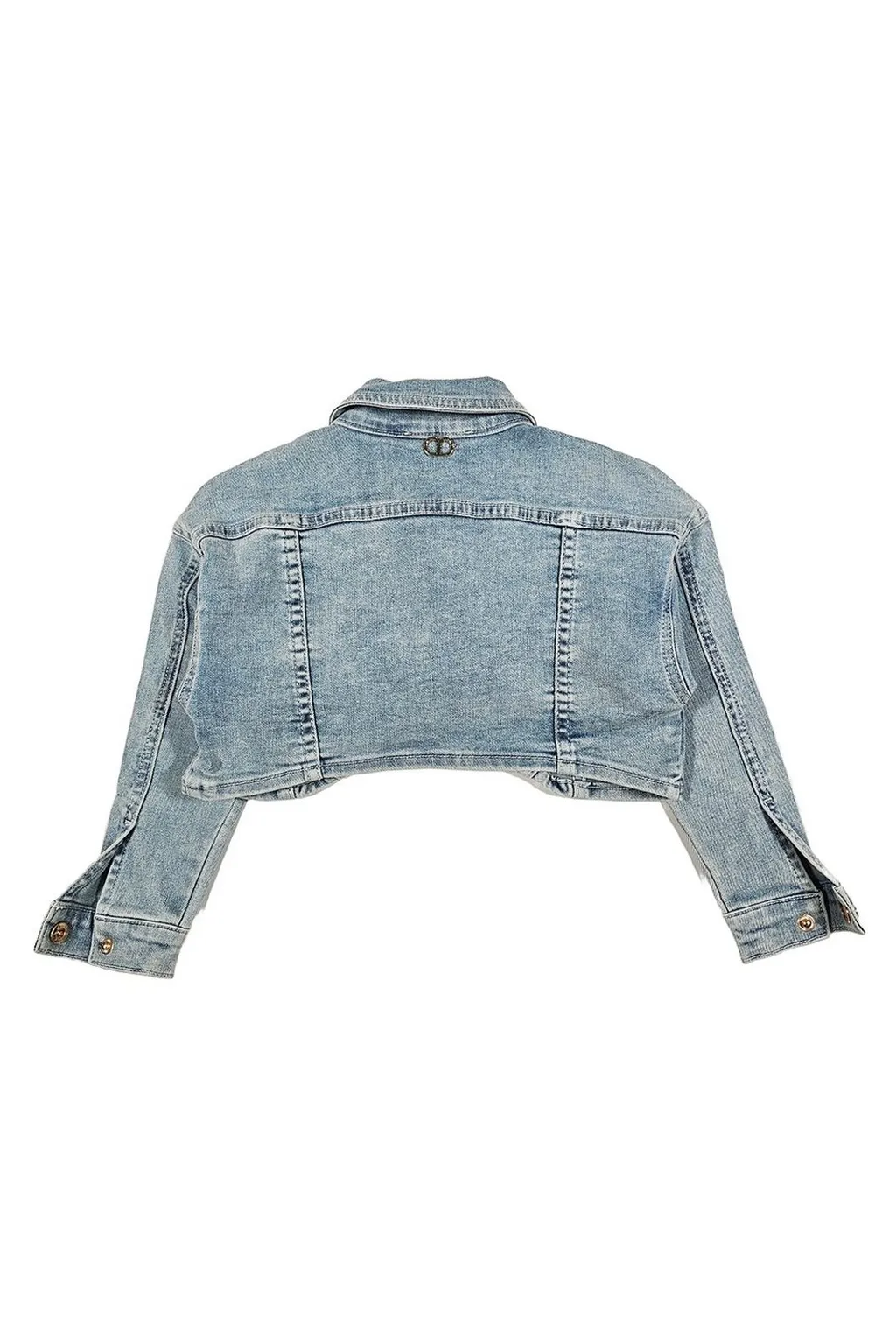 Twinset Kids Long Sleeved Cropped Denim Jacket