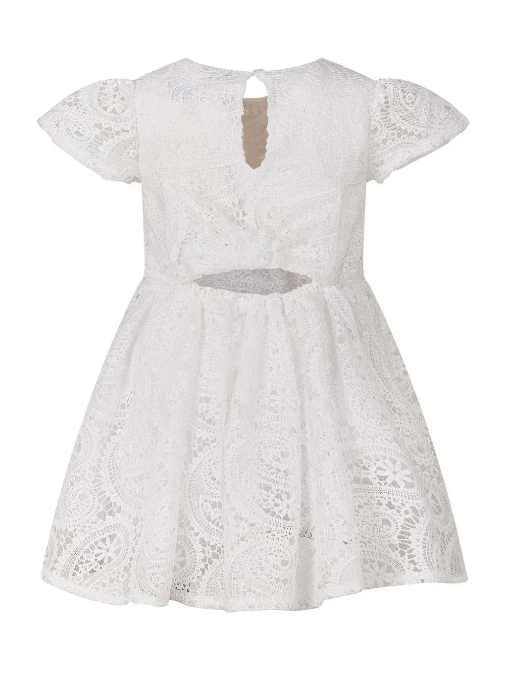 Twinset Kids Bow Short Macramé Lace Dress
