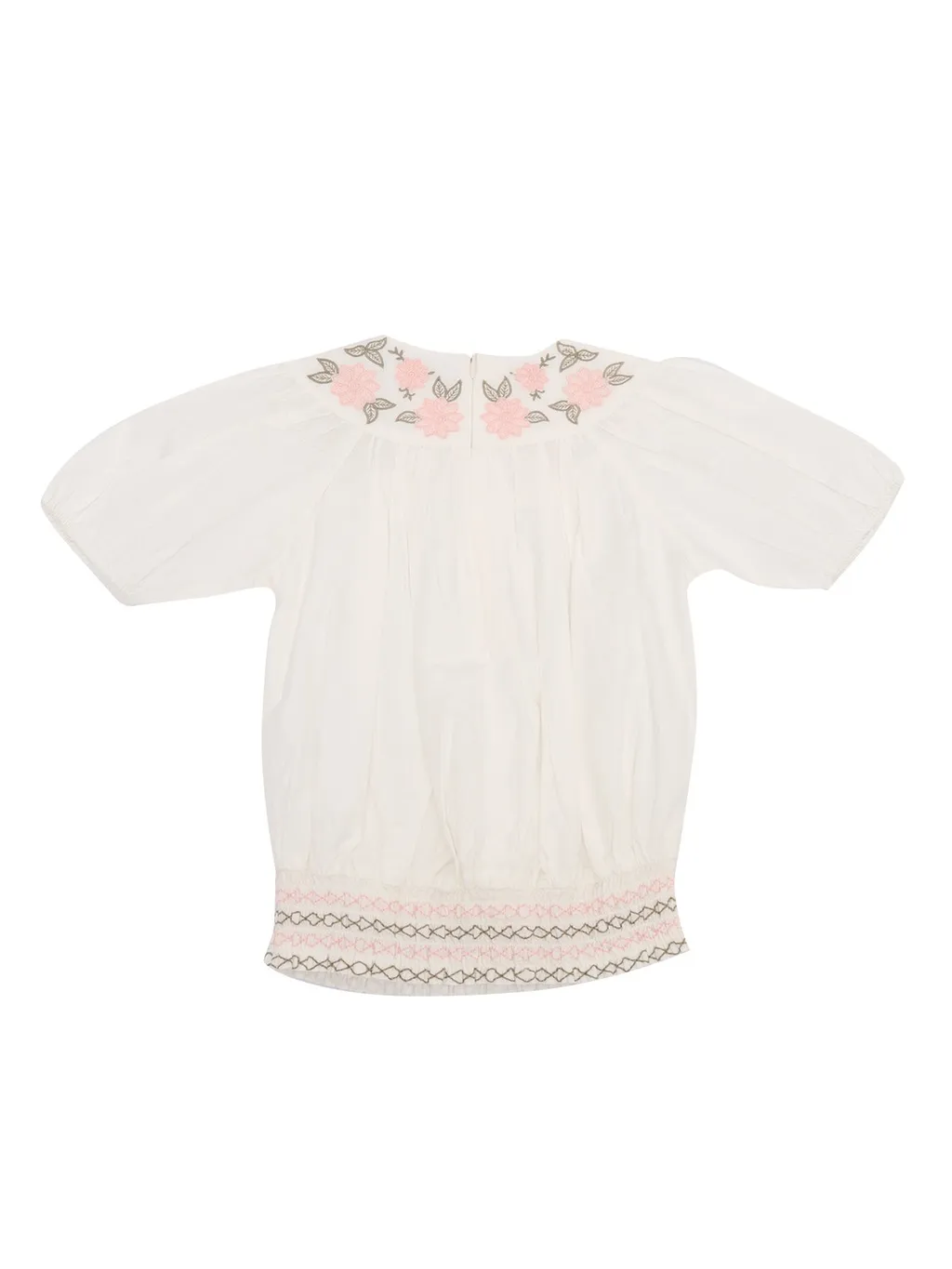 Tartine Et Chocolat Floral-Embroidered Short-Sleeved Top