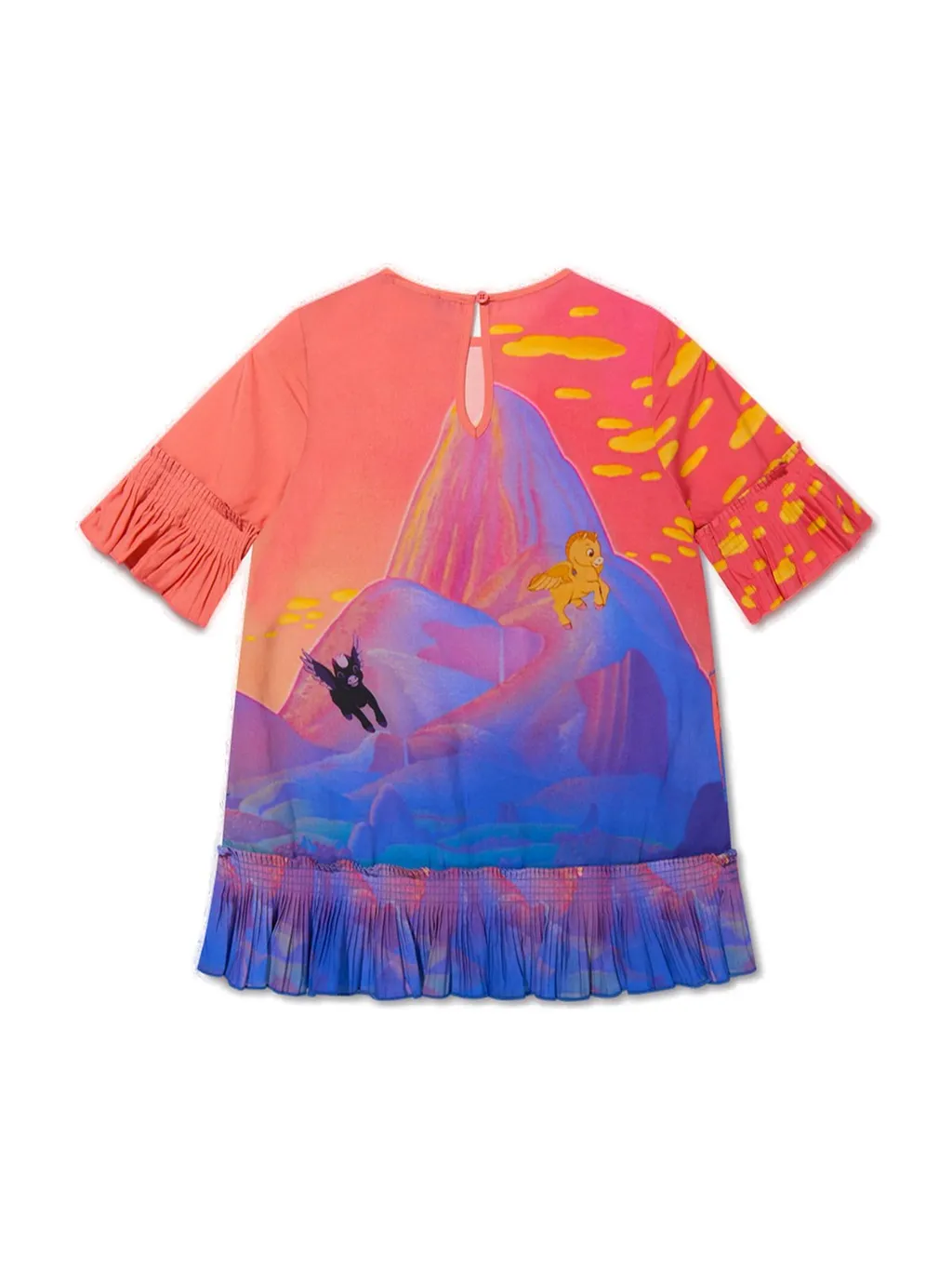 Stella Mccartney Kids Ruffled Graphic-Printed Crewneck Dress