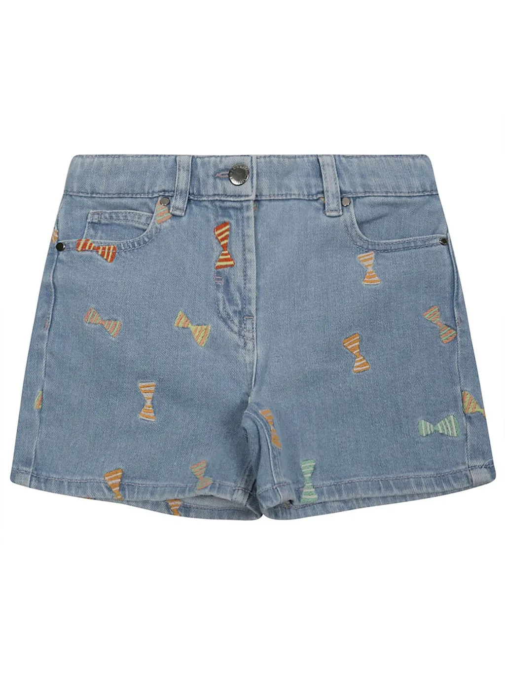 Stella Mccartney Kids Bow Embroidered Denim Shorts