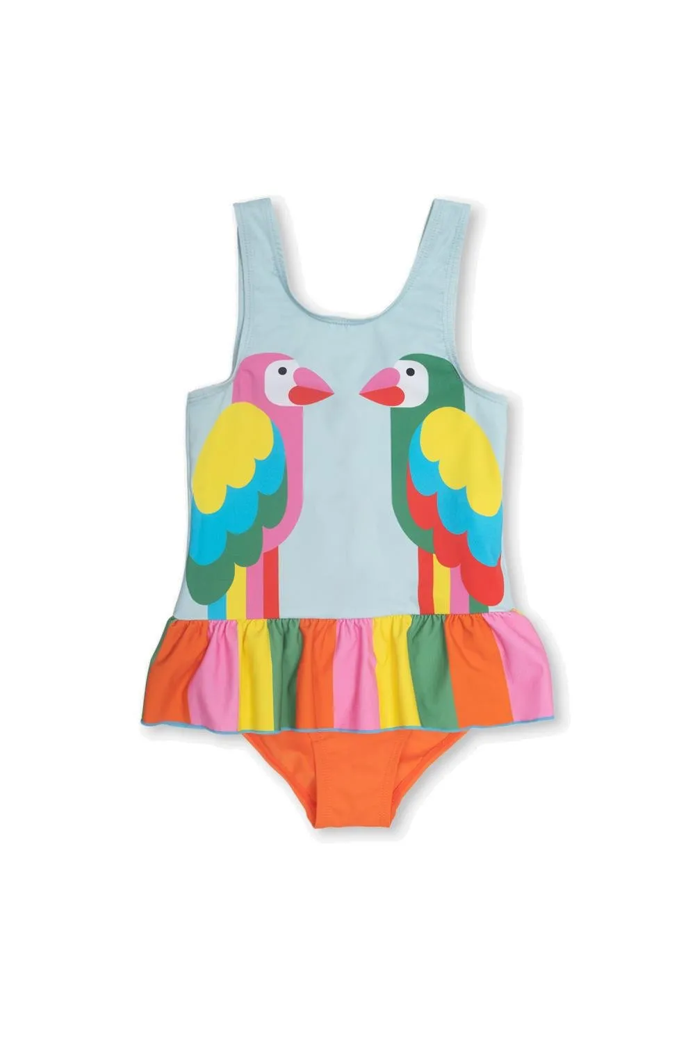 Stella Mccartney Kids Parrots Printed Ruffled Sleeveless Swimsuit