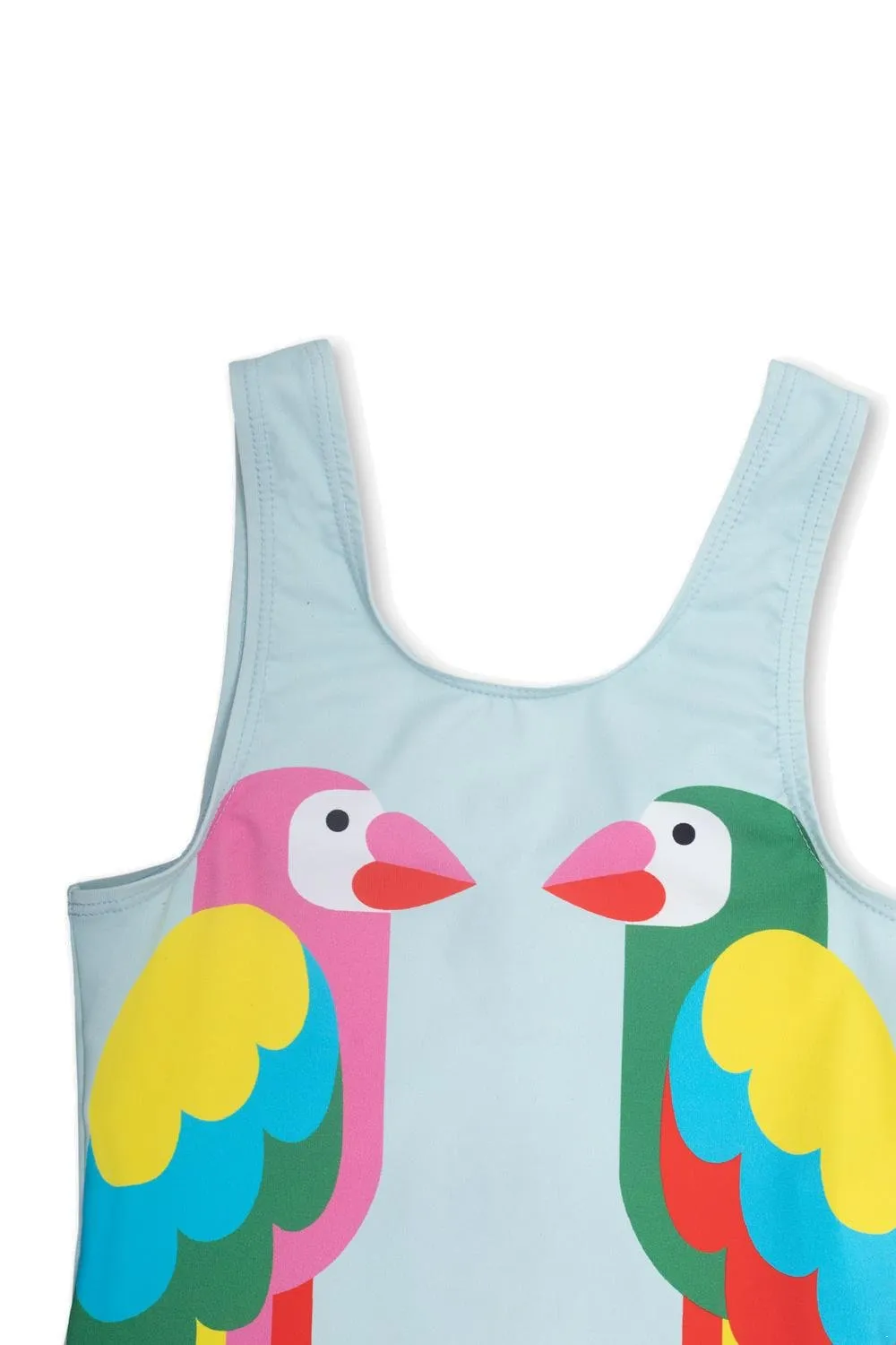 Stella Mccartney Kids Parrots Printed Ruffled Sleeveless Swimsuit