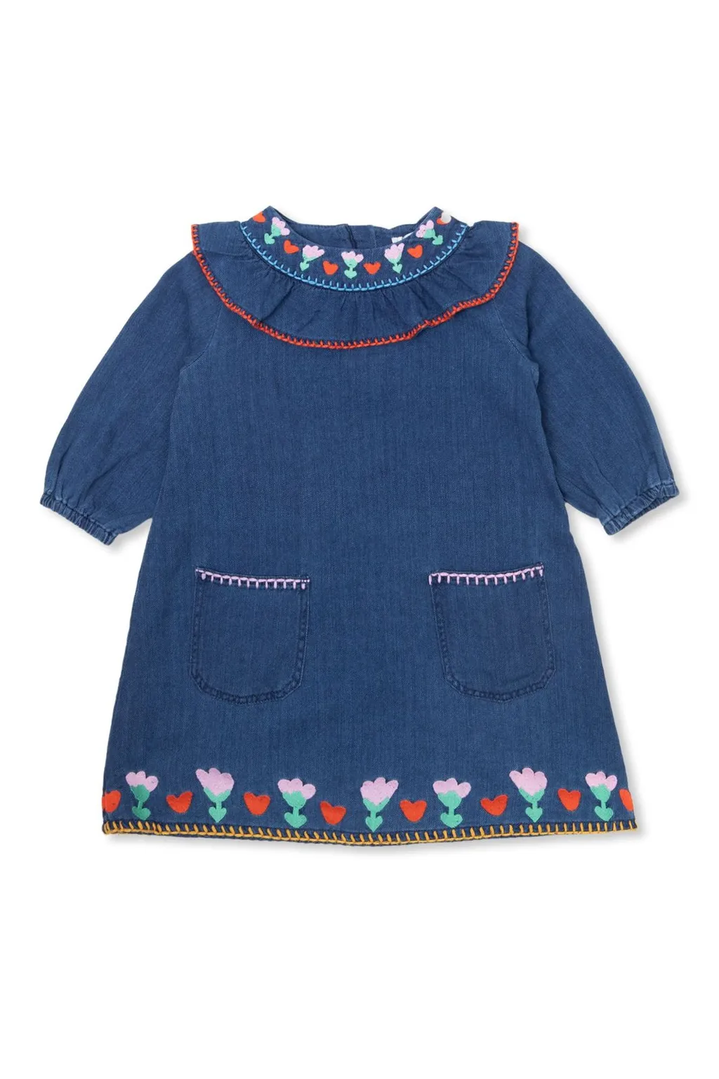 Stella Mccartney Kids Ruffled Detail Floral Embroidered Dress