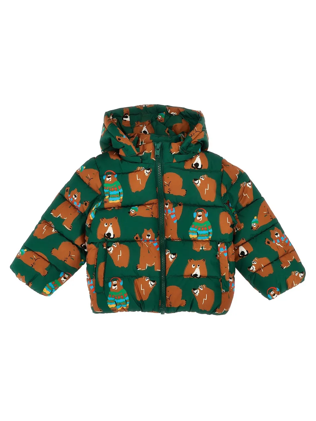 Stella Mccartney Kids Bear-Printed Zipped Puffer Jacket