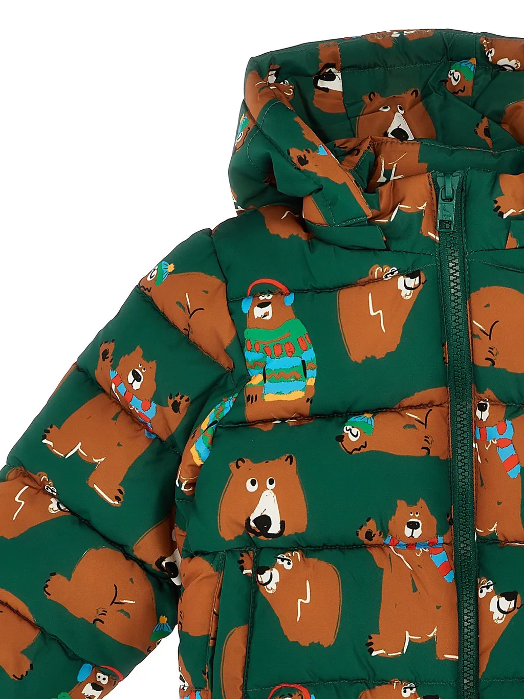 Stella Mccartney Kids Bear-Printed Zipped Puffer Jacket