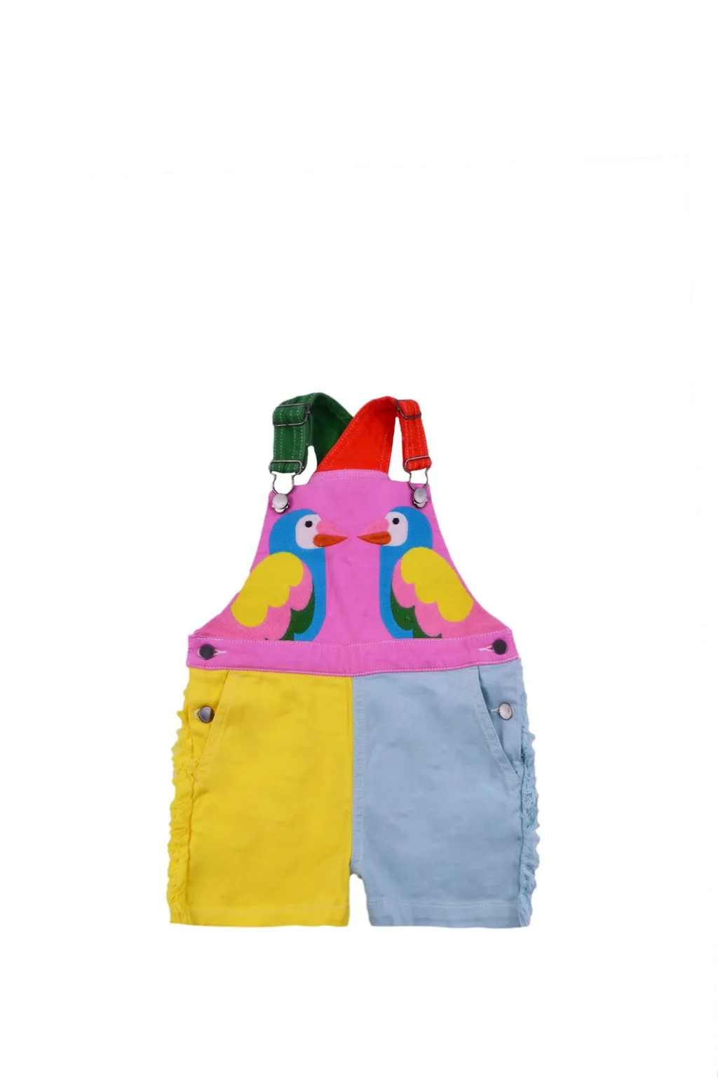 Stella Mccartney Kids Colour-Block Parrot Embroidered Dungarees