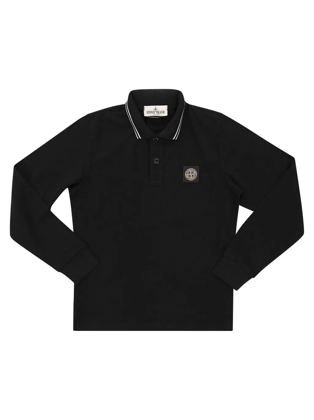 Stone Island Junior Logo Patch Long Sleeved Polo Shirt