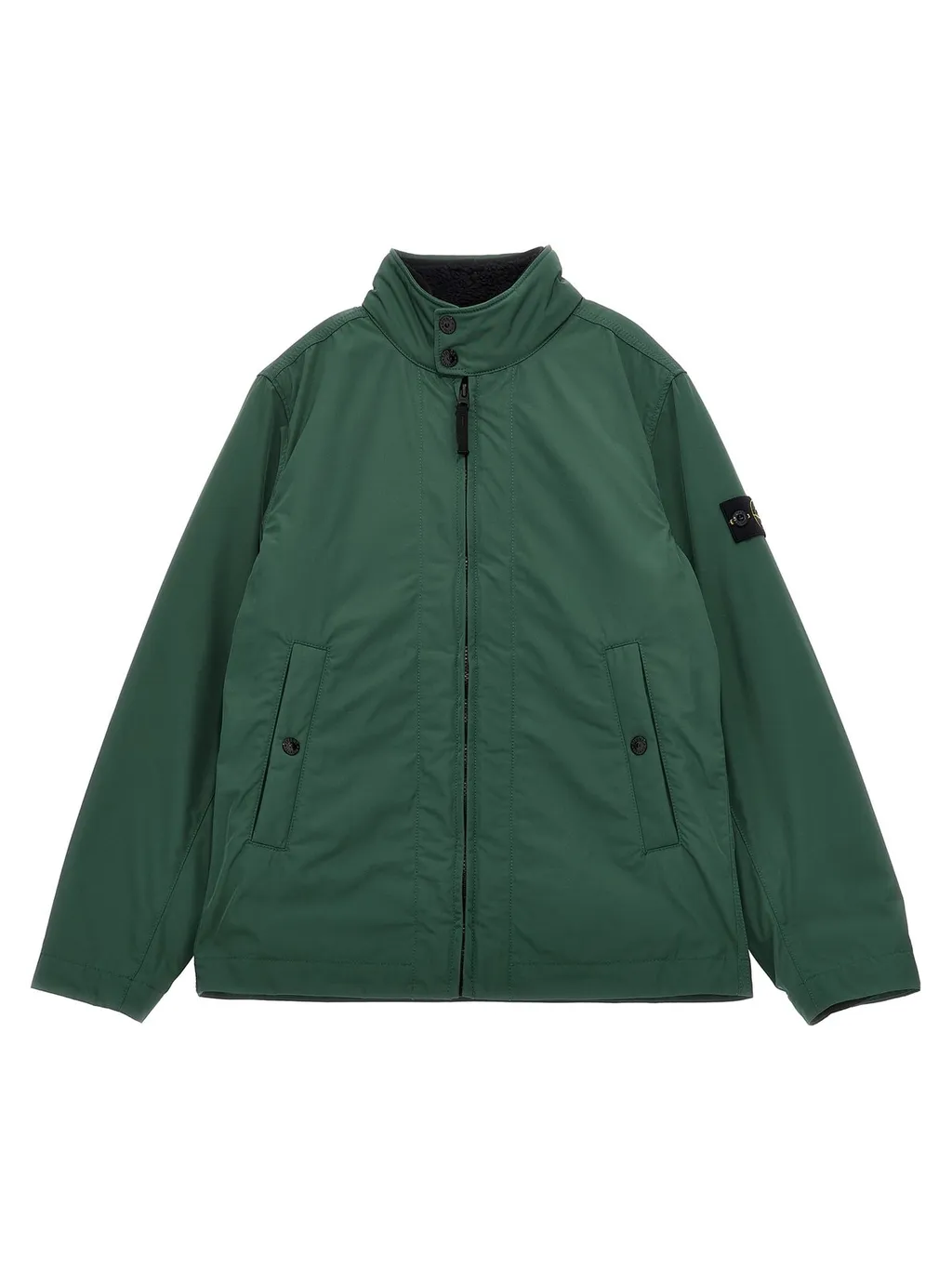 Stone Island Junior Logo Patch Zipped Reversible Fleece Jacket