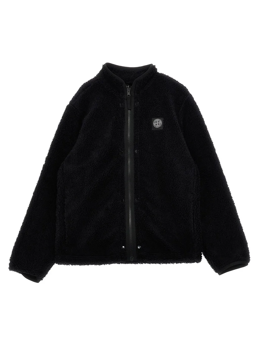 Stone Island Junior Logo Patch Zipped Reversible Fleece Jacket