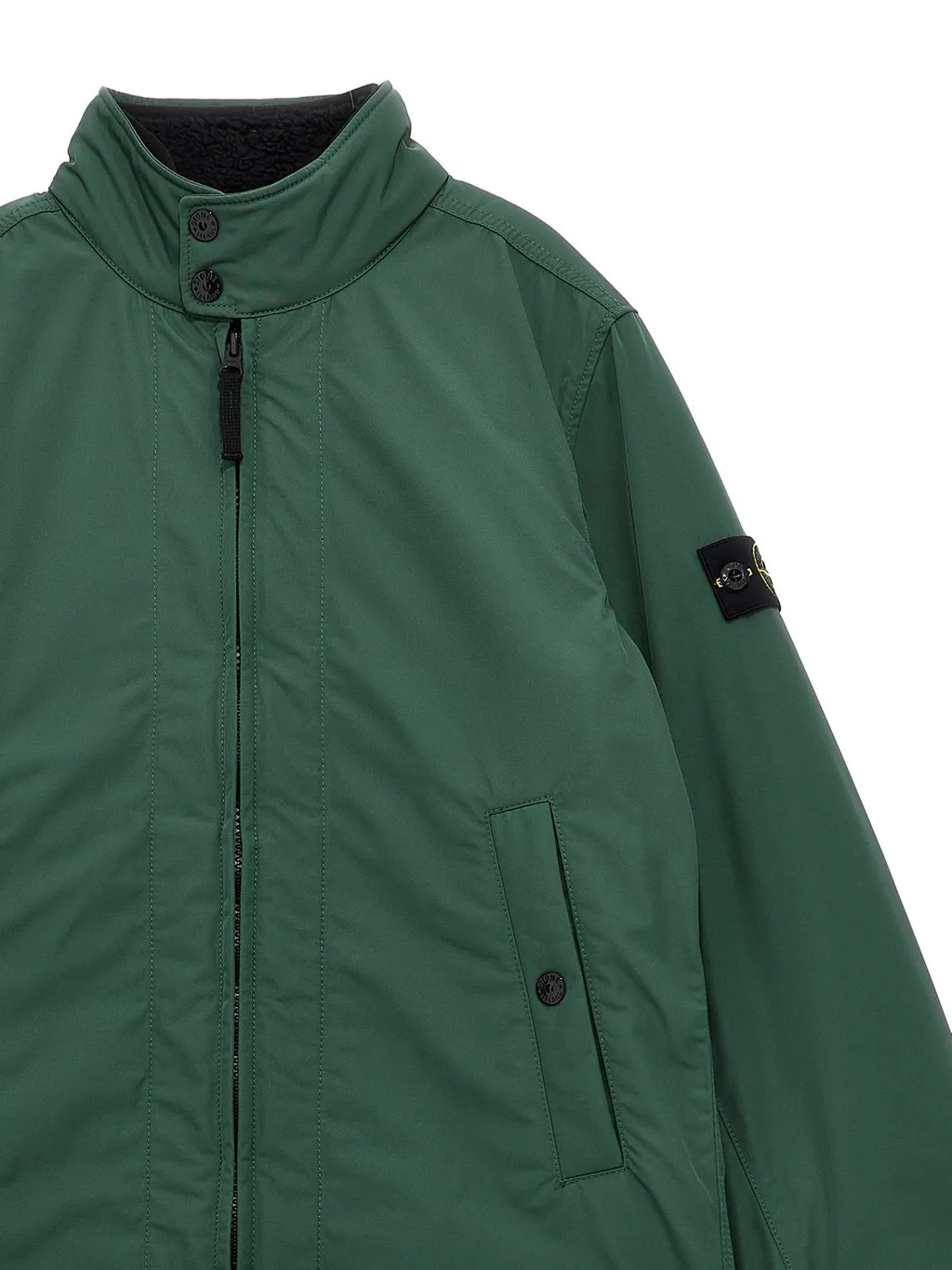 Stone Island Junior Logo Patch Zipped Reversible Fleece Jacket