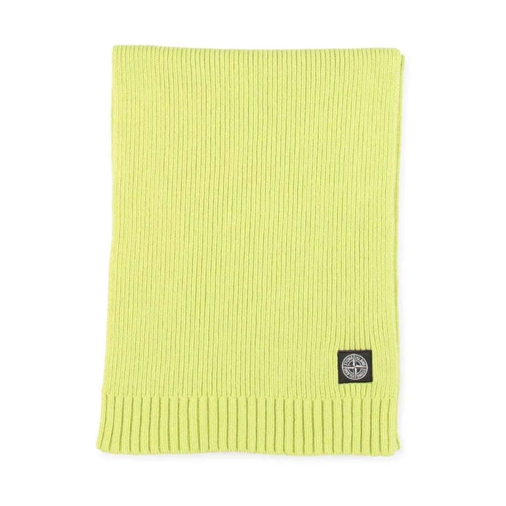 Stone Island Junior Logo Embroidered Knitted Scarf