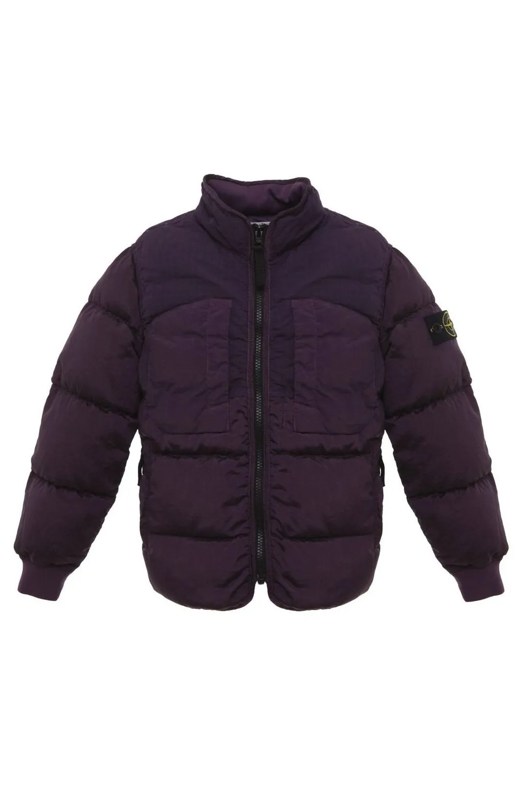 Stone Island Junior Logo Patch Zip-Up Down Jacket