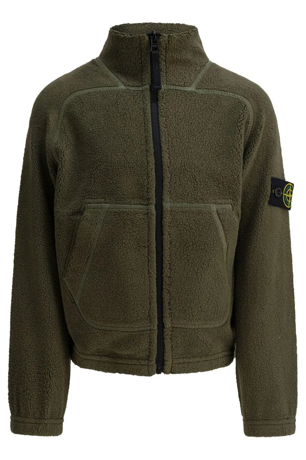 Stone Island Junior Logo Patch Zip-Up Fleece Jacket