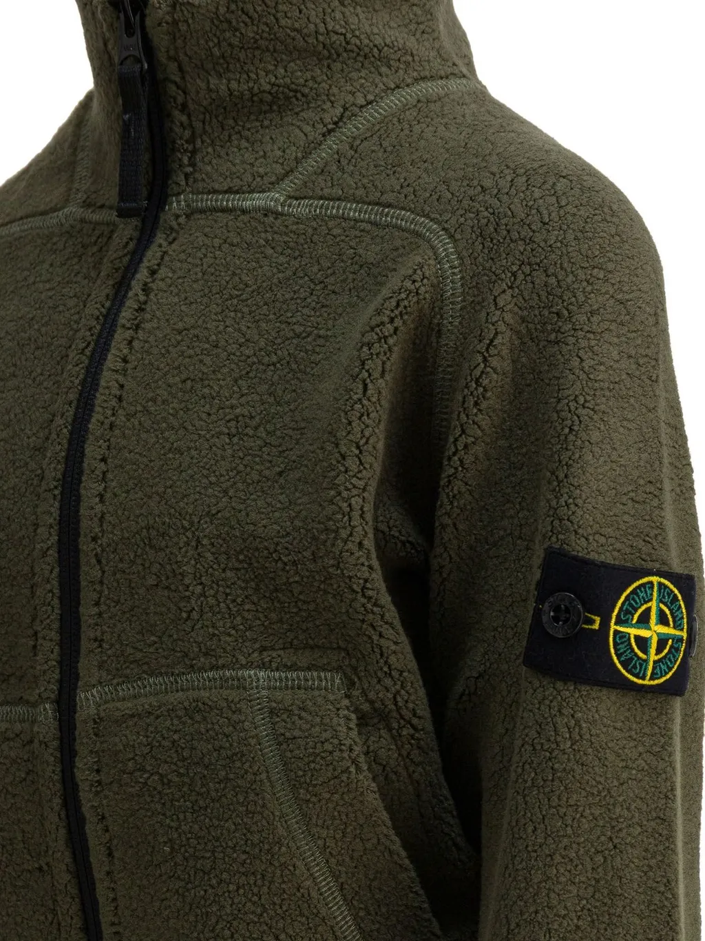 Stone Island Junior Logo Patch Zip-Up Fleece Jacket