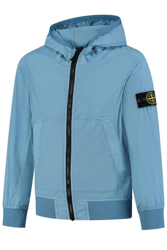 Stone Island Junior Logo Patch Hooded Rain Jacket