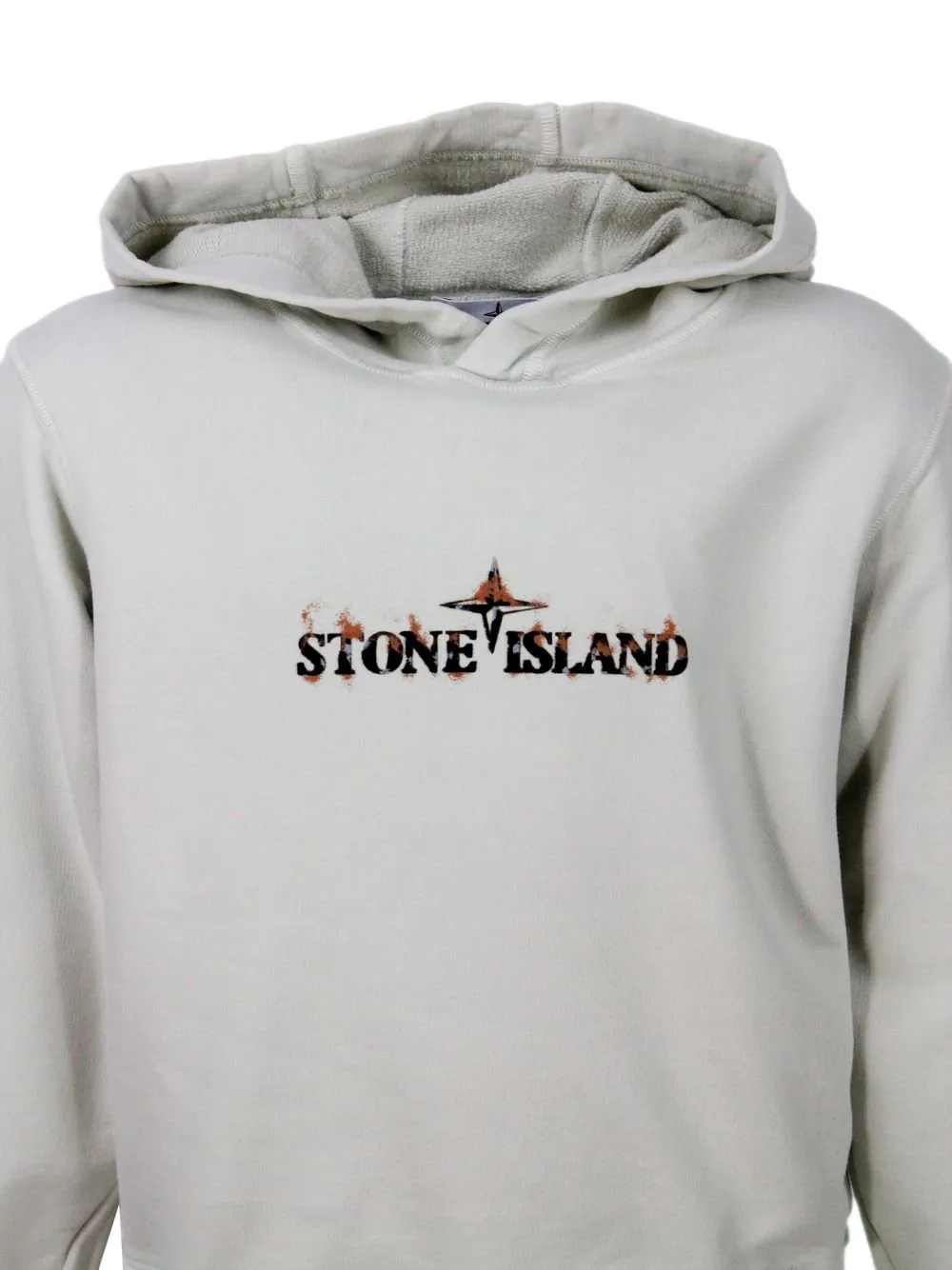 Stone Island Junior Logo Printed Jersey Hoodie