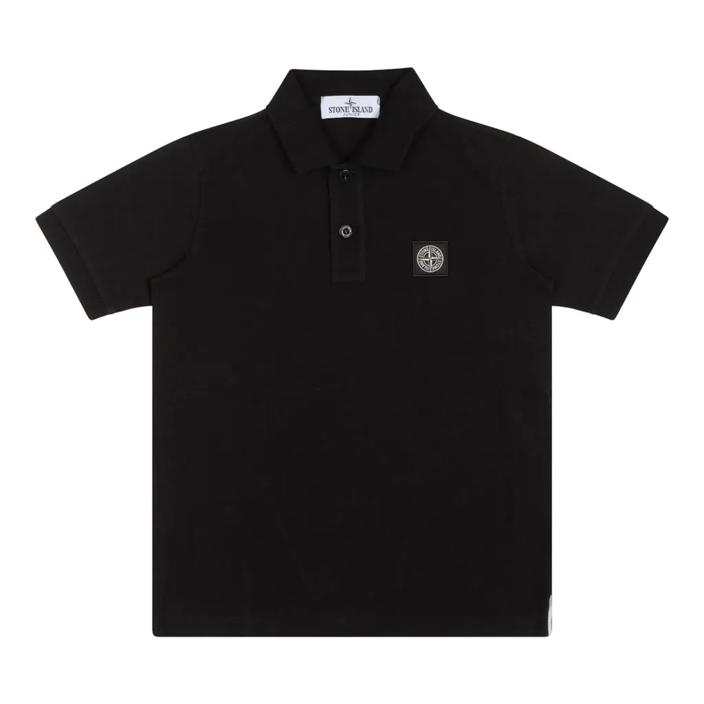 Stone Island Junior Logo Patch Buttoned Polo Shirt